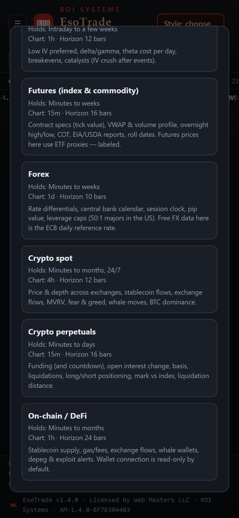 EsoTrade by ROI Systems on a phone screen